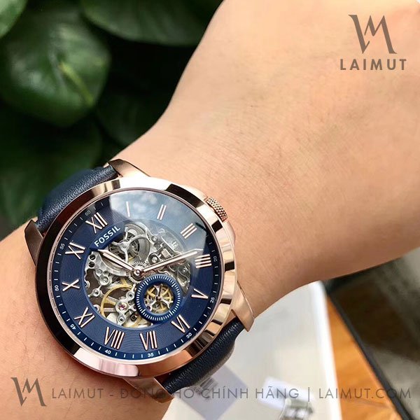 Đồng Hồ Chính Hãng Fossil Nam Grant Automatic Blue Skeletal 44mm - Hình ảnh 4