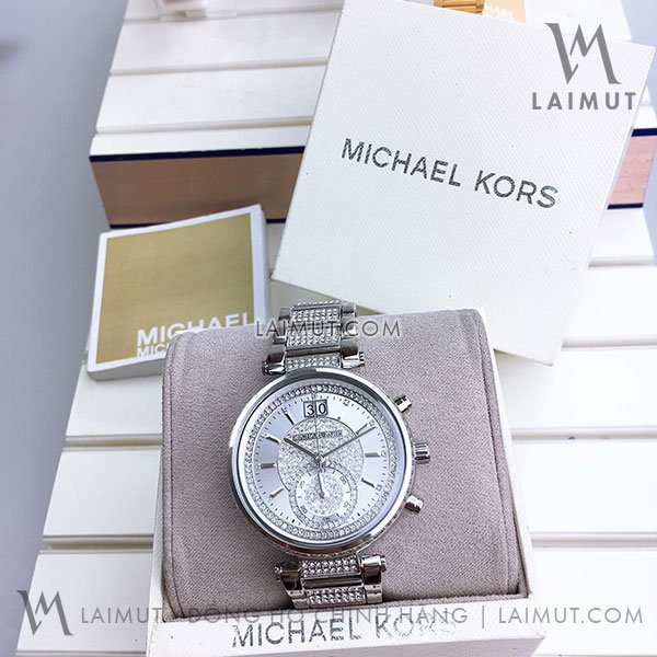 Đồng Hồ Chính Hãng Michael Kors Nữ Sawyer Silver Crystal Pave Dial 39mm - Hình ảnh 7