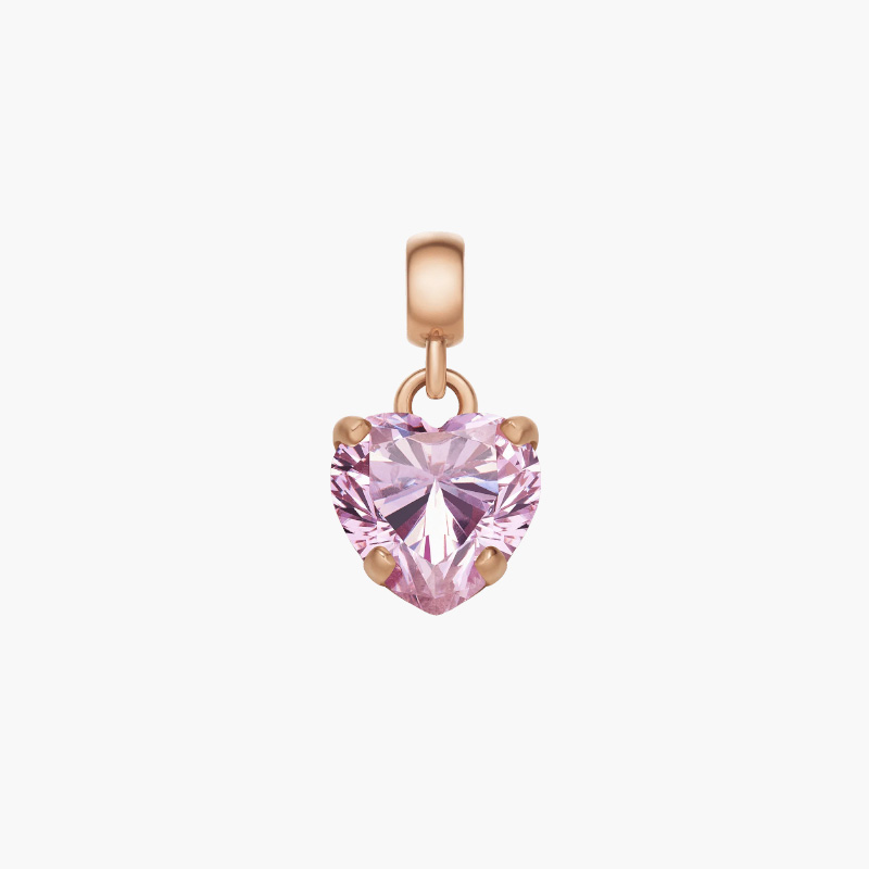 Charm Trái Tim Daniel Wellington Heart Pink Crystal, Vàng Hồng