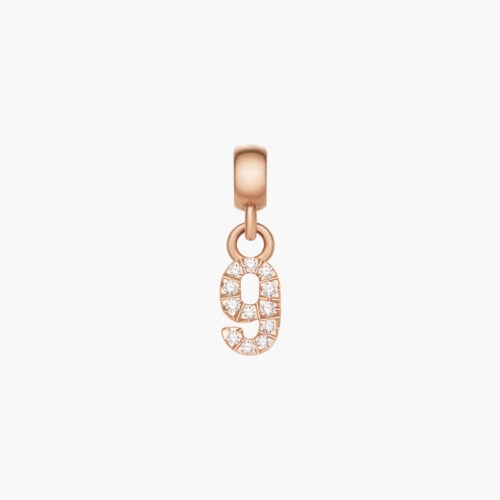 Charm Chữ Số 9 Daniel Wellington DW00400732 Crystal Number Charm, Vàng Hồng