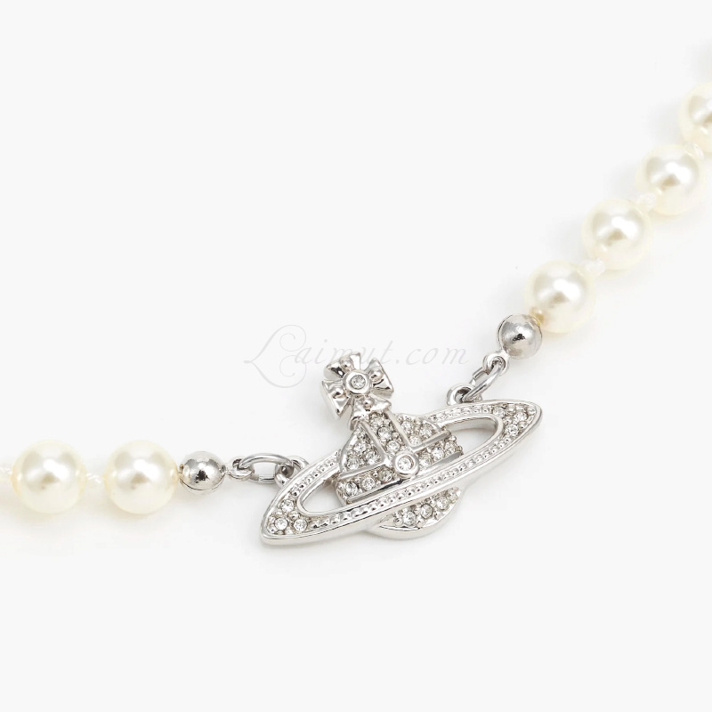 Vòng Cổ Vivienne Westwood Chính Hãng Mini Bas Relief Pearl Choker - Hình ảnh 2