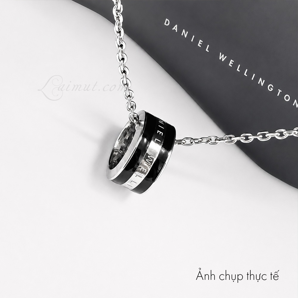 Dây chuyền Daniel Wellington DW00400307 chính hãng | Emalie Necklace Silver Black | Laimut | Ảnh chụp thực tế 01