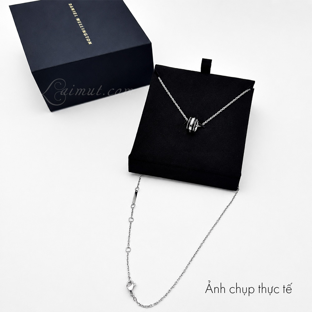Dây chuyền Daniel Wellington DW00400307 chính hãng | Emalie Necklace Silver Black | Laimut | Ảnh chụp thực tế 04