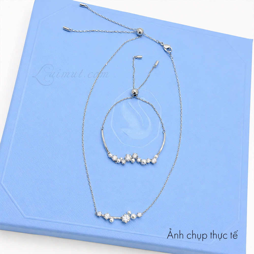 Dây chuyền Swarovski 5705626 chính hãng | Constella Necklace | Laimut | Ảnh chụp thực tế cùng vòng tay