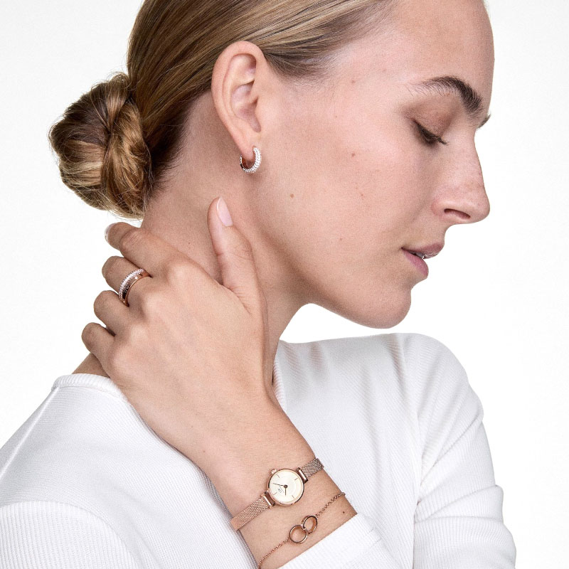 Nhẫn Daniel Wellington Chính Hãng Pavé Crystal Ring, Vàng Hồng