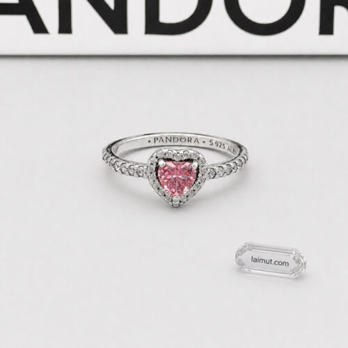 Nhẫn Pandora 198421C03 Elevated Pink Heart Ring | Laimut | Ảnh chụp thực tế