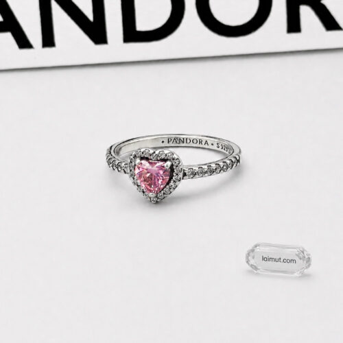 Nhẫn Pandora 198421C03 Elevated Pink Heart Ring | Laimut | Ảnh chụp thực tế
