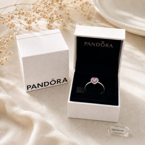 Nhẫn Pandora 198421C03 Elevated Pink Heart Ring | Laimut | Ảnh chụp thực tế